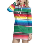 Mexican Striped Blanket Pattern Print Hoodie Dress