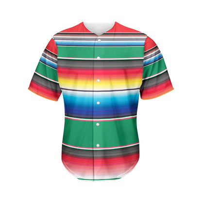 Mexican Striped Blanket Pattern Print Men's Baseball Jersey