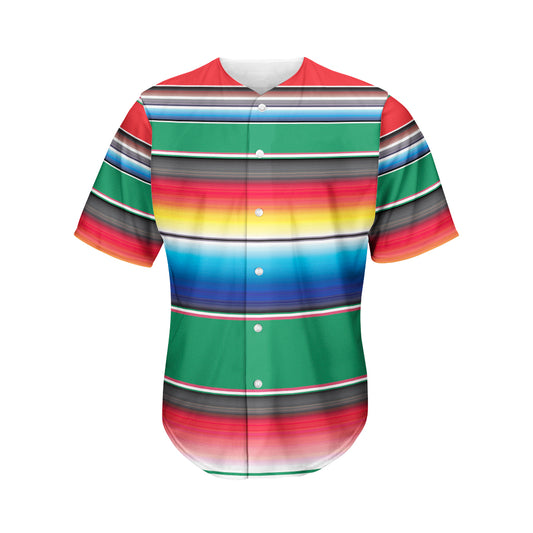 Mexican Striped Blanket Pattern Print Men's Baseball Jersey