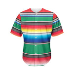 Mexican Striped Blanket Pattern Print Men's Baseball Jersey