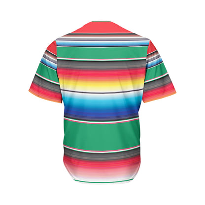 Mexican Striped Blanket Pattern Print Men's Baseball Jersey