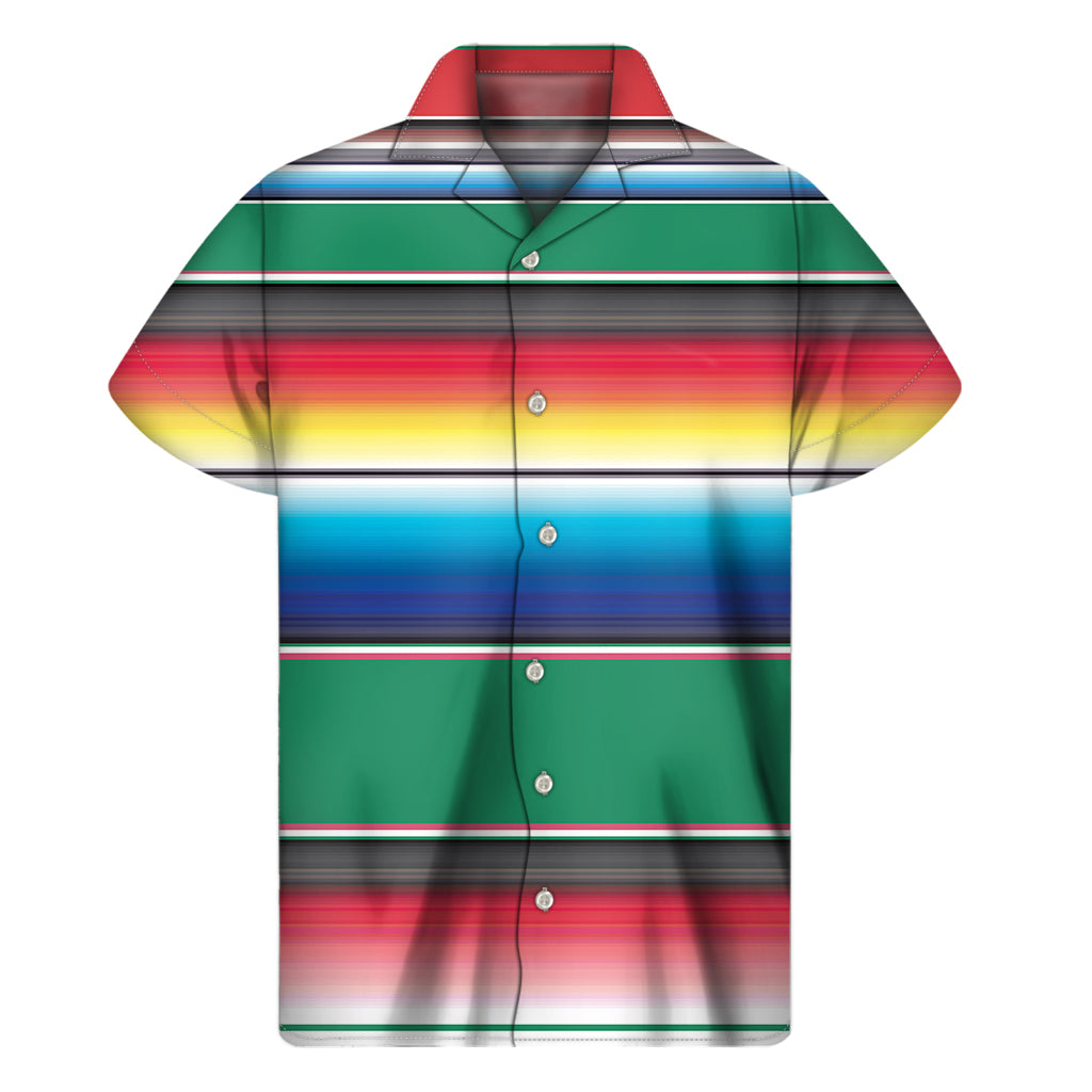 Mexican Striped Blanket Pattern Print Men's Short Sleeve Shirt