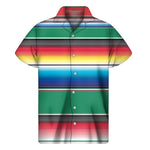 Mexican Striped Blanket Pattern Print Men's Short Sleeve Shirt