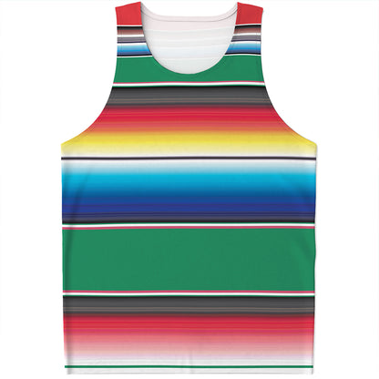 Mexican Striped Blanket Pattern Print Men's Tank Top