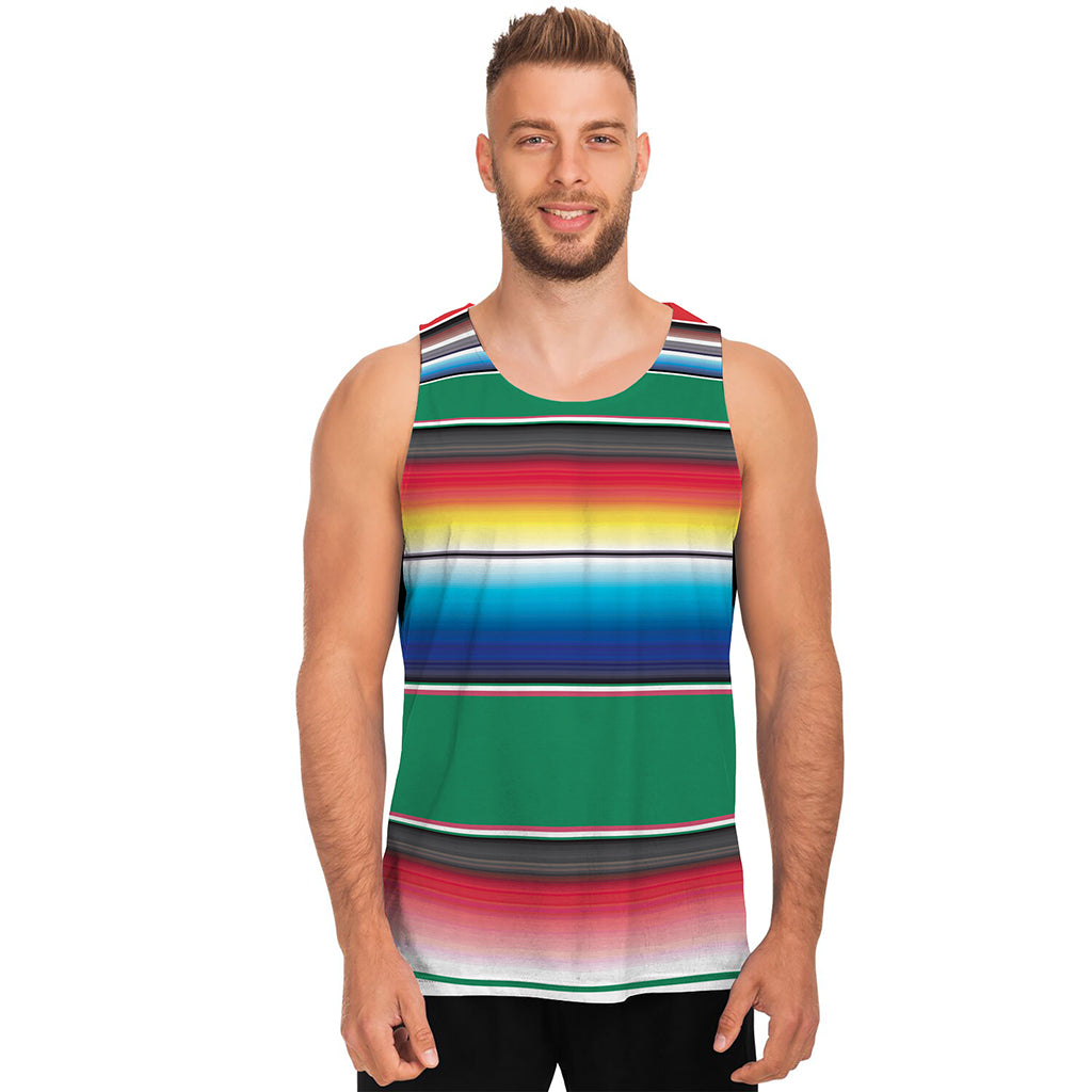 Mexican Striped Blanket Pattern Print Men's Tank Top