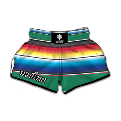 Mexican Striped Blanket Pattern Print Muay Thai Boxing Shorts