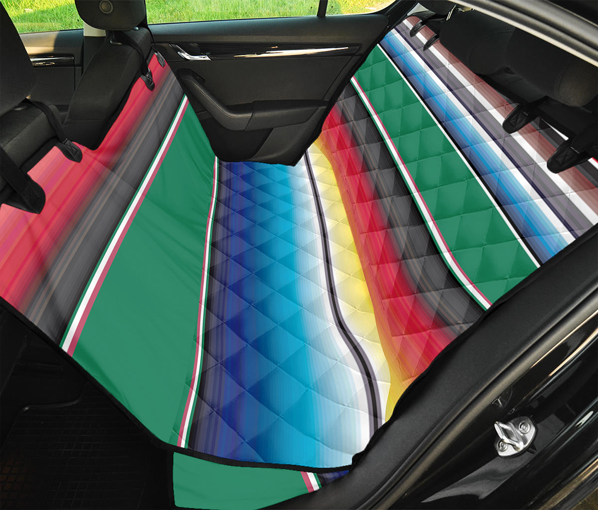 Mexican Striped Blanket Pattern Print Pet Car Back Seat Cover