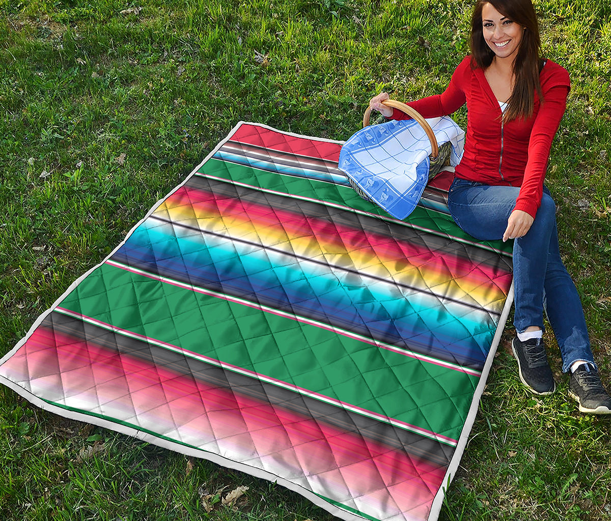 Mexican Striped Blanket Pattern Print Quilt