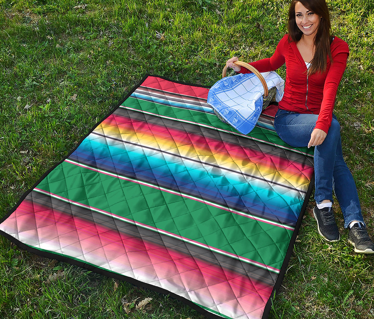 Mexican Striped Blanket Pattern Print Quilt