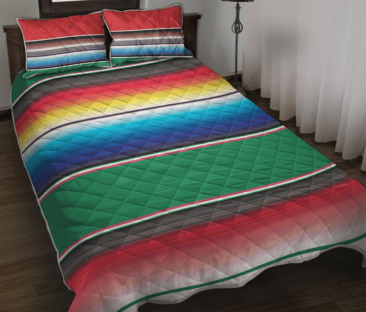 Mexican Striped Blanket Pattern Print Quilt Bed Set
