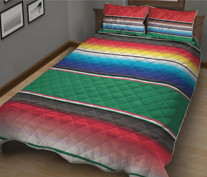 Mexican Striped Blanket Pattern Print Quilt Bed Set