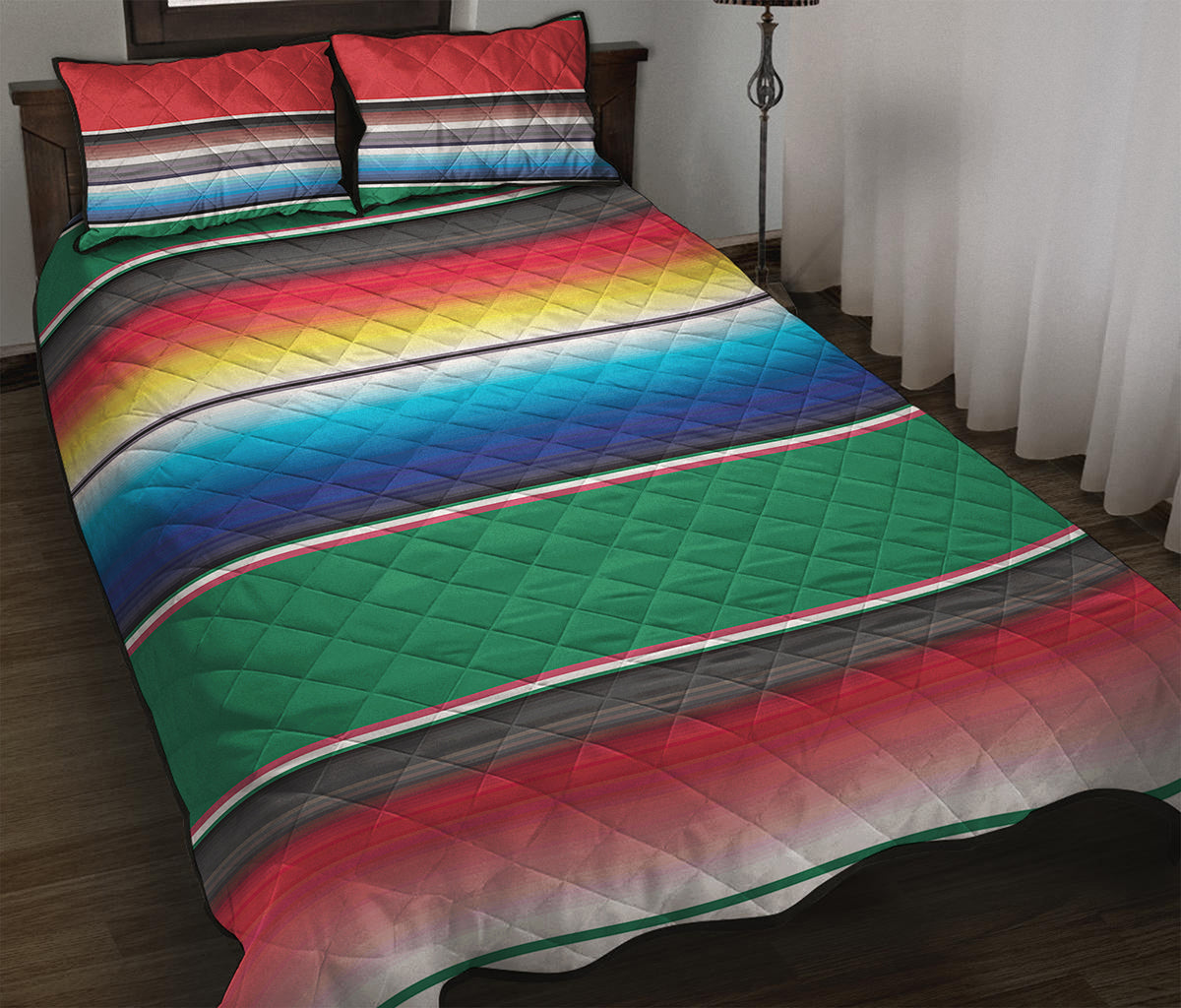 Mexican Striped Blanket Pattern Print Quilt Bed Set