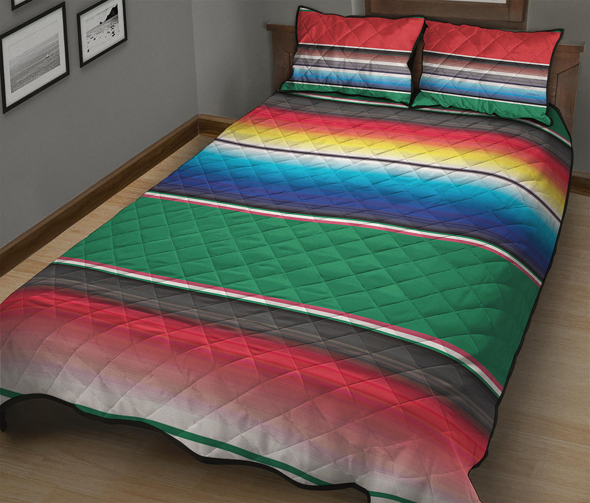 Mexican Striped Blanket Pattern Print Quilt Bed Set