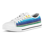 Mexican Striped Blanket Pattern Print White Low Top Shoes