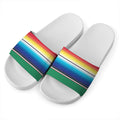 Mexican Striped Blanket Pattern Print White Slide Sandals