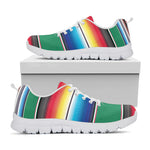 Mexican Striped Blanket Pattern Print White Sneakers