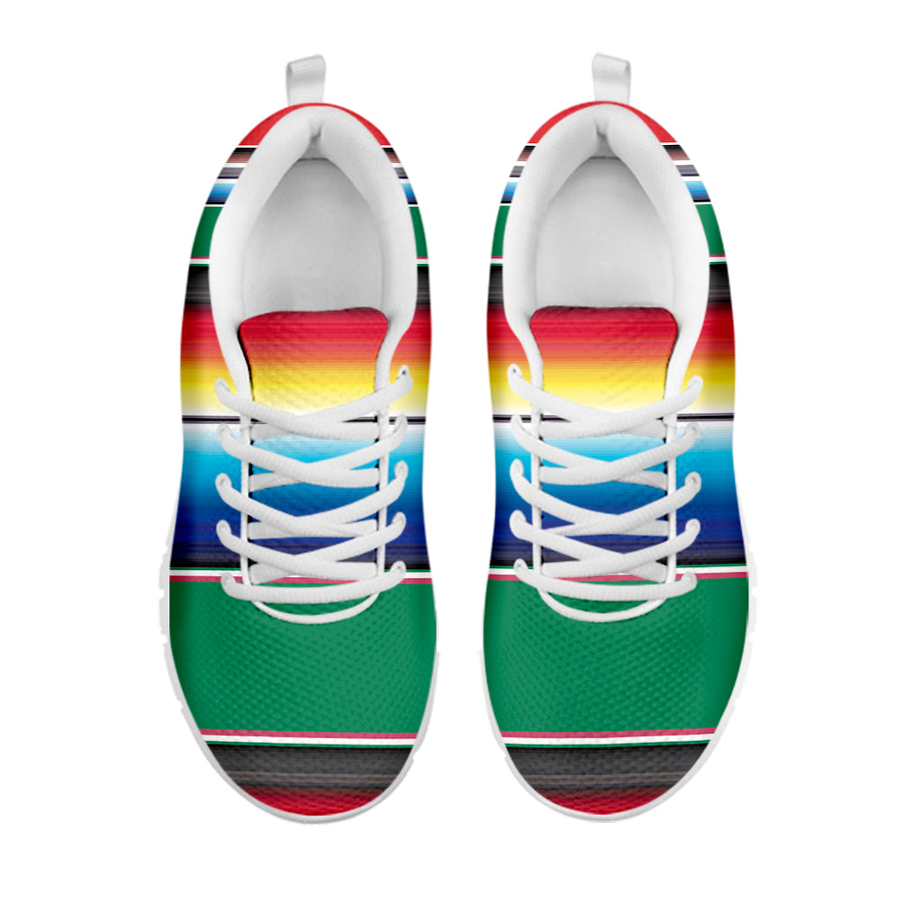 Mexican Striped Blanket Pattern Print White Sneakers