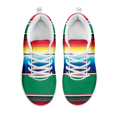 Mexican Striped Blanket Pattern Print White Sneakers