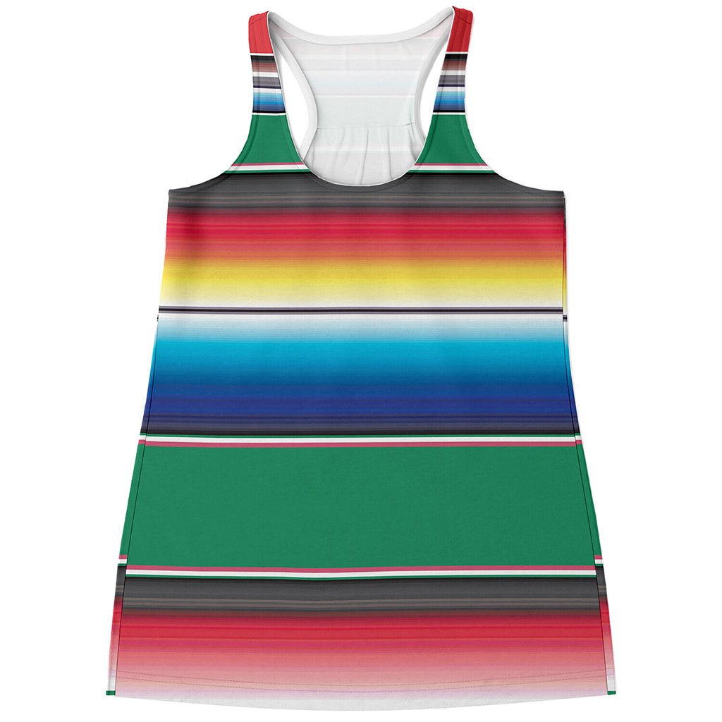 Mexican Striped Blanket Pattern Print Women's Racerback Tank Top