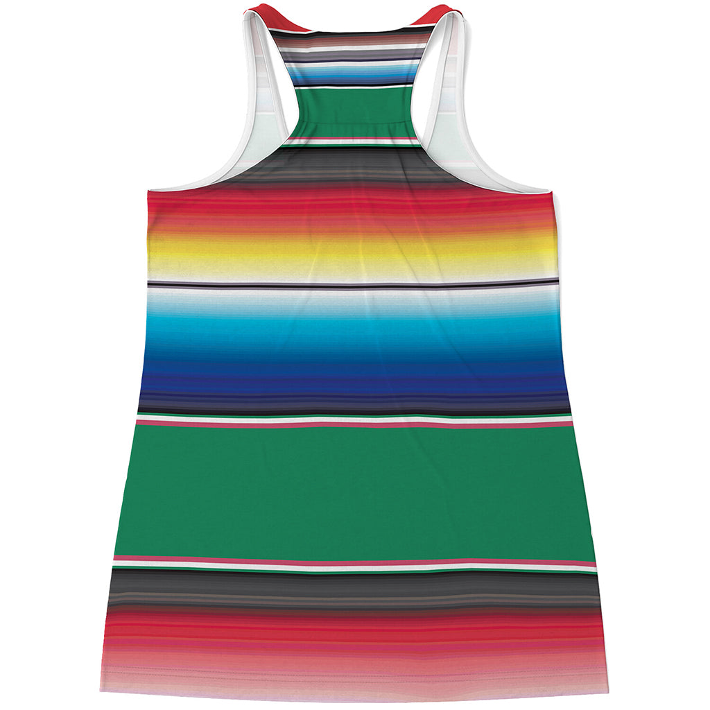 Mexican Striped Blanket Pattern Print Women's Racerback Tank Top