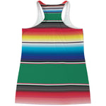 Mexican Striped Blanket Pattern Print Women's Racerback Tank Top