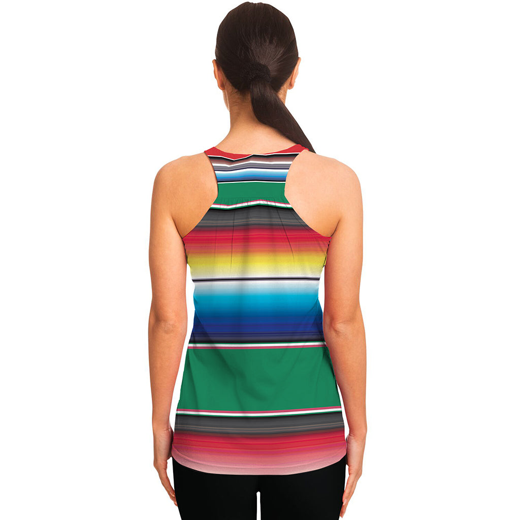 Mexican Striped Blanket Pattern Print Women's Racerback Tank Top