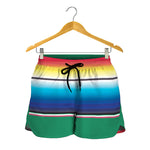 Mexican Striped Blanket Pattern Print Women's Shorts