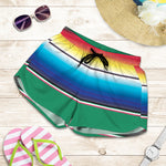Mexican Striped Blanket Pattern Print Women's Shorts