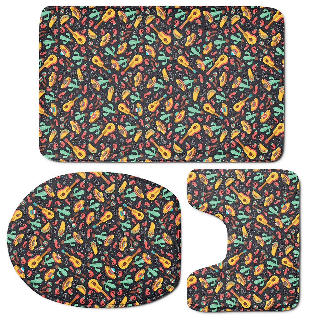 Mexico Cinco de Mayo Pattern Print 3 Piece Bath Mat Set