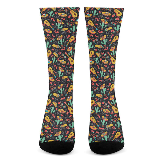 Mexico Cinco de Mayo Pattern Print Crew Socks