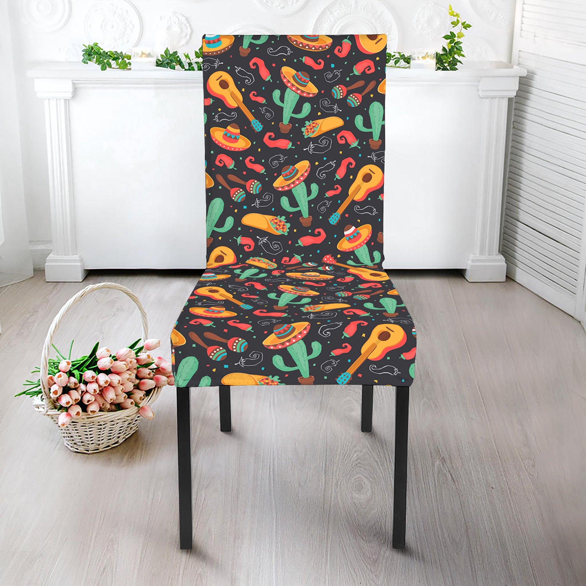 Mexico Cinco de Mayo Pattern Print Dining Chair Slipcover