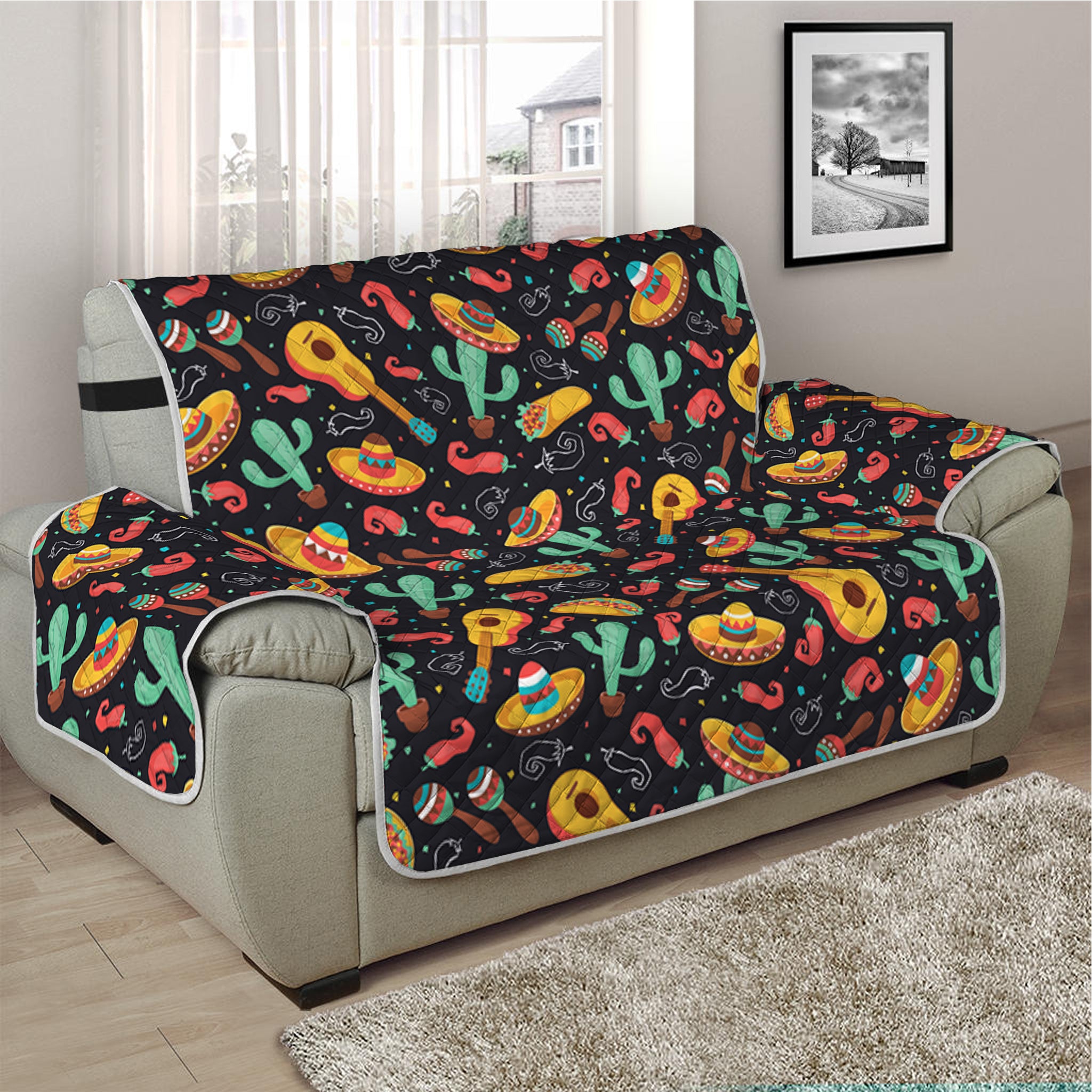 Mexico Cinco de Mayo Pattern Print Half Sofa Protector