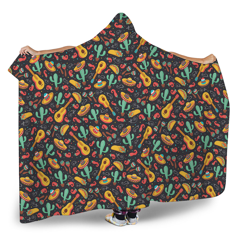 Mexico Cinco de Mayo Pattern Print Hooded Blanket