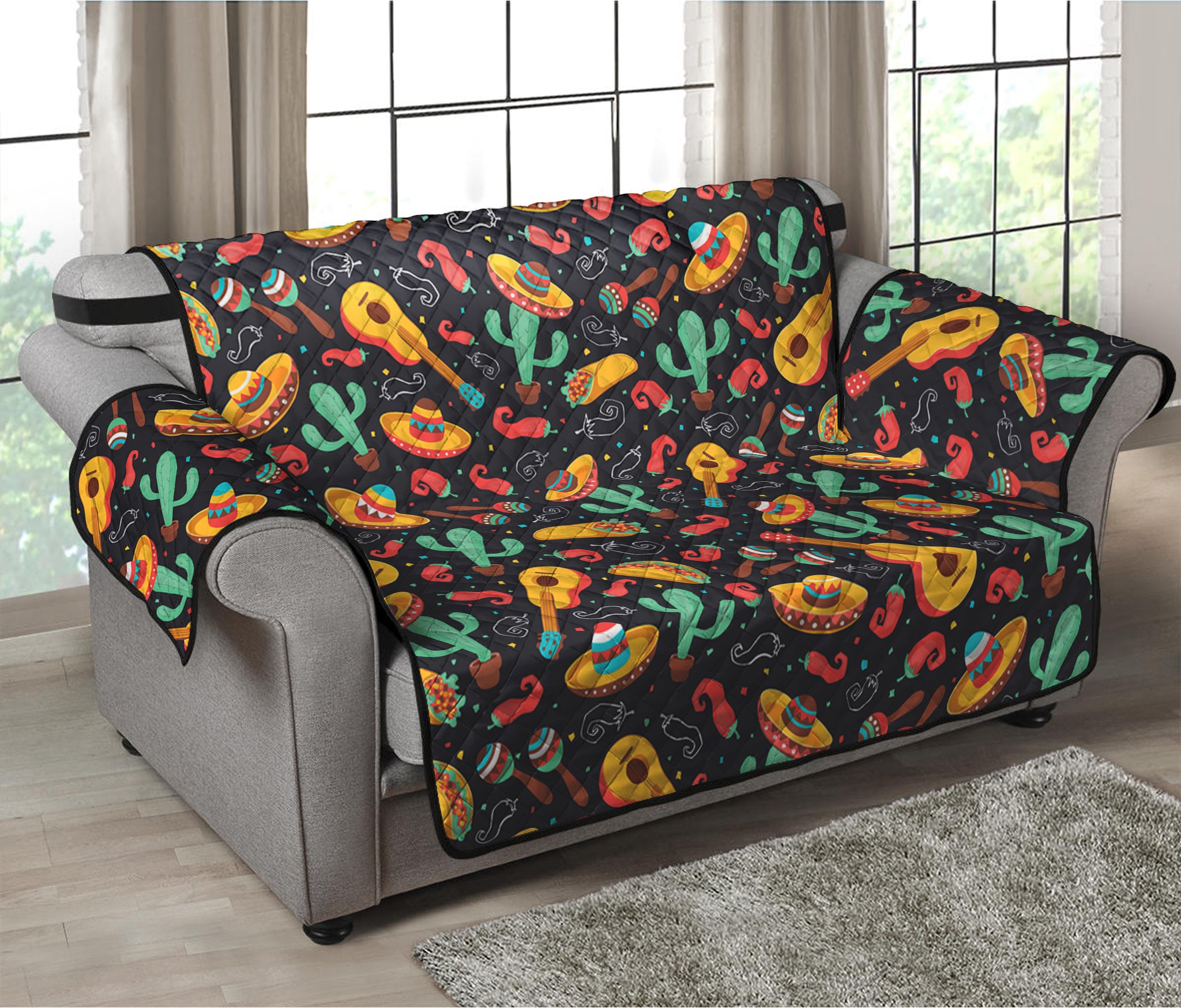 Mexico Cinco de Mayo Pattern Print Loveseat Protector