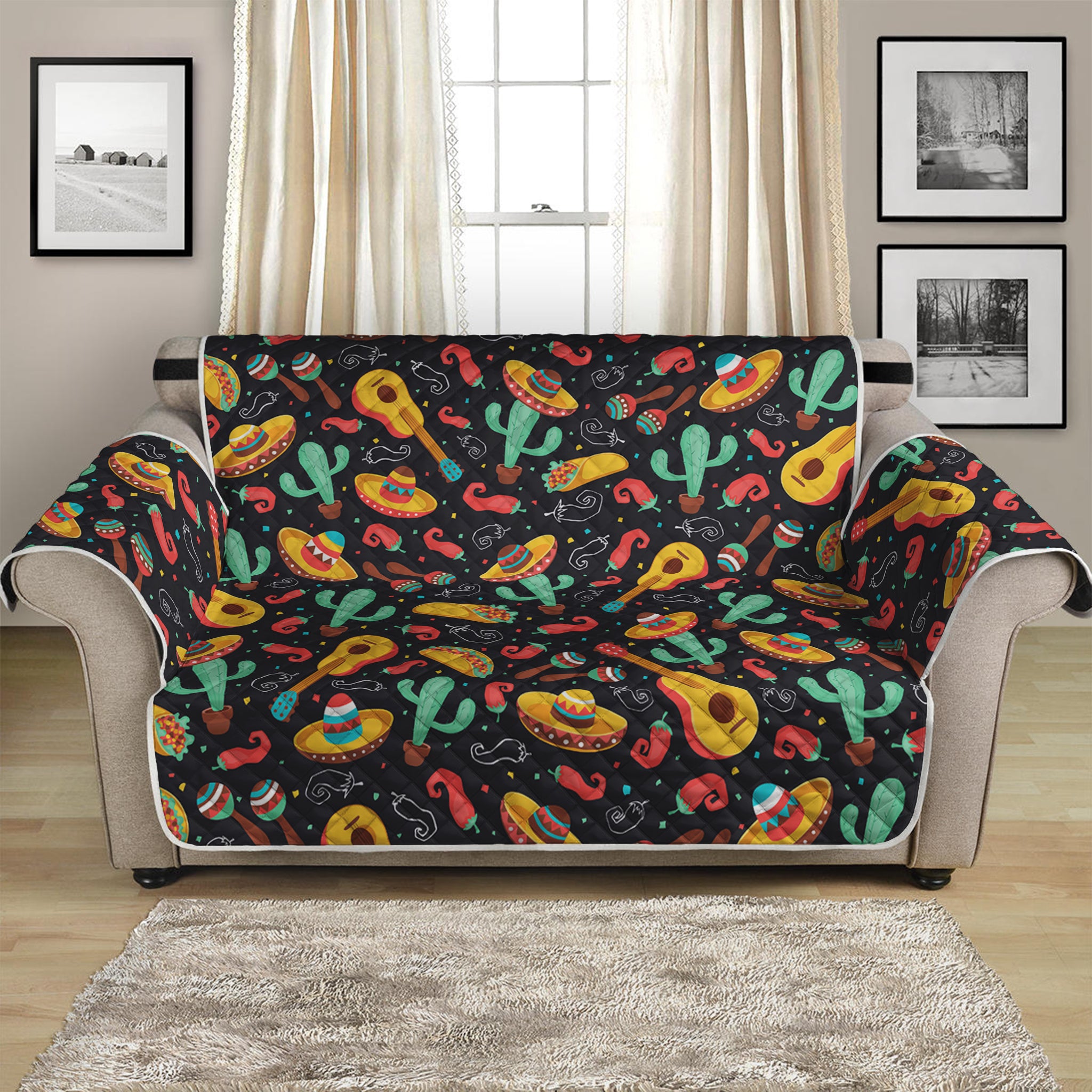 Mexico Cinco de Mayo Pattern Print Loveseat Protector