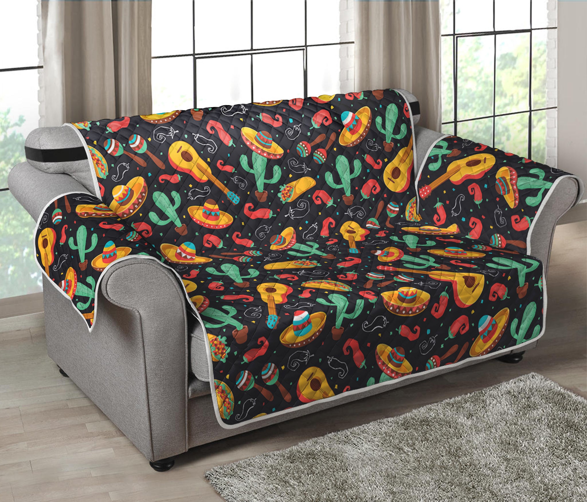 Mexico Cinco de Mayo Pattern Print Loveseat Protector