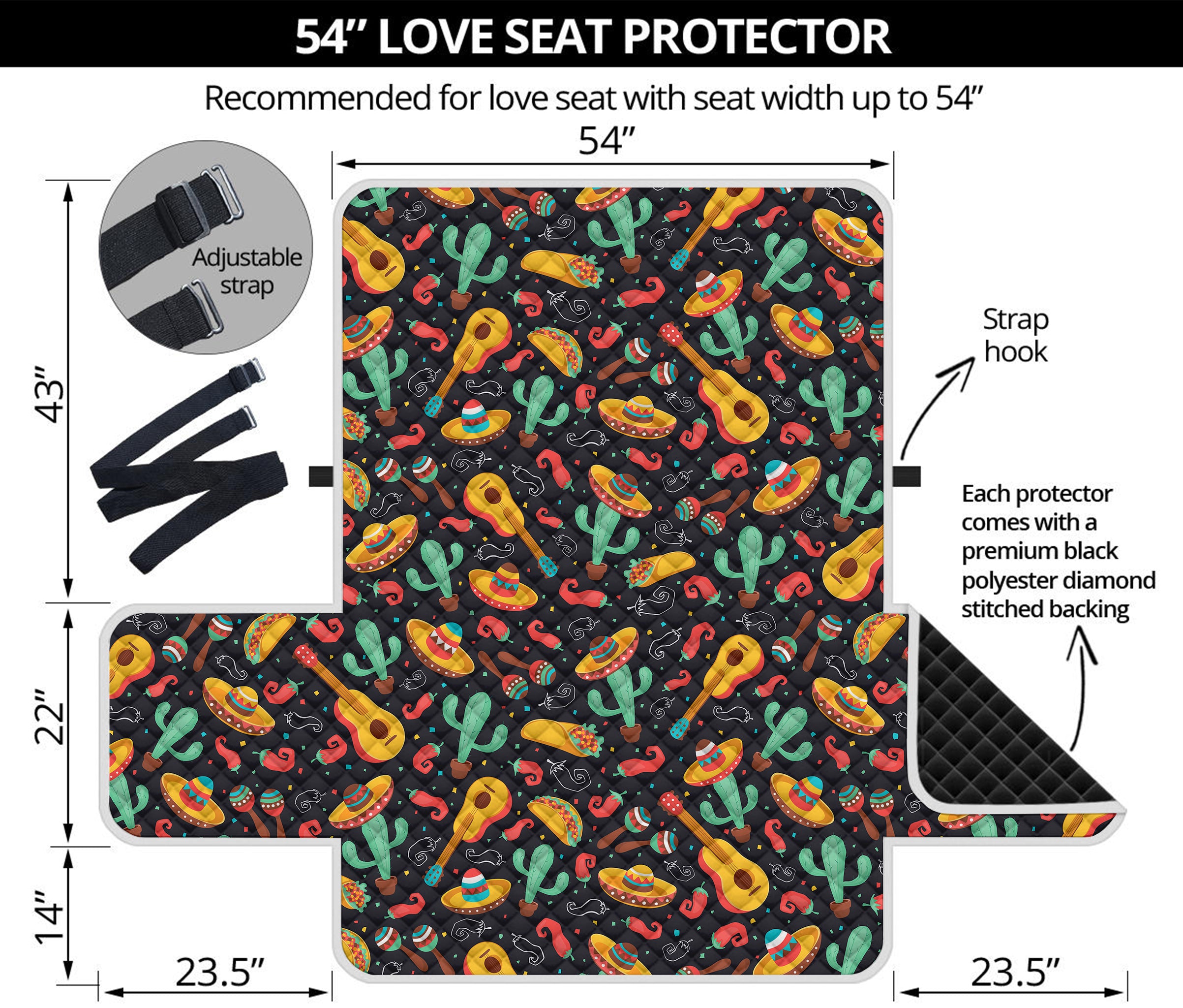 Mexico Cinco de Mayo Pattern Print Loveseat Protector