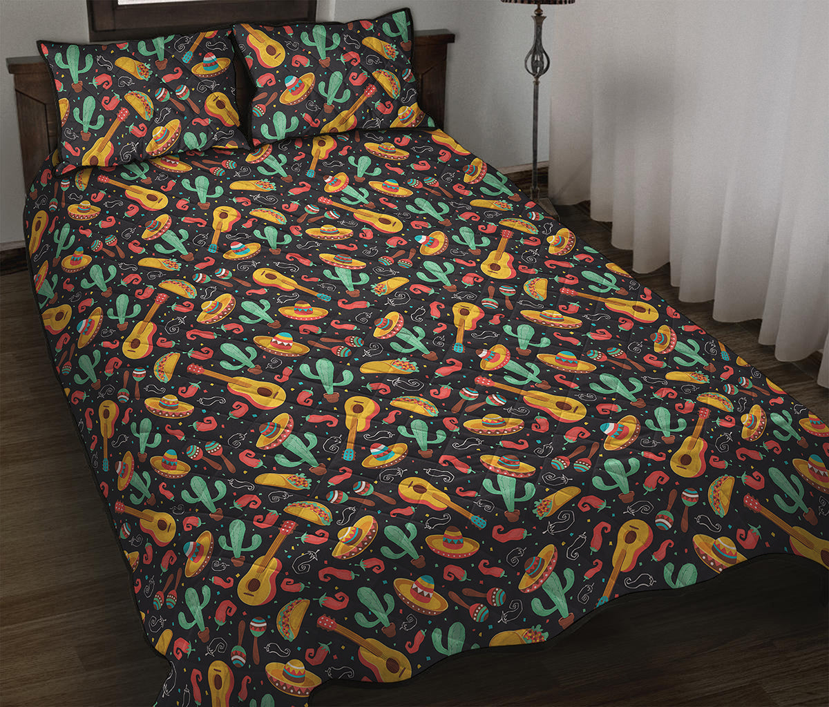 Mexico Cinco de Mayo Pattern Print Quilt Bed Set