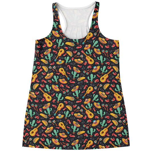Mexico Cinco de Mayo Pattern Print Women's Racerback Tank Top