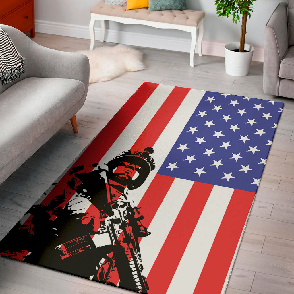 Military American Flag Print Area Rug