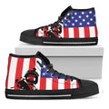 Military American Flag Print Black High Top Sneakers