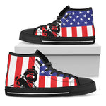 Military American Flag Print Black High Top Shoes