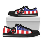 Military American Flag Print Black Low Top Shoes 