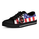 Military American Flag Print Black Low Top Shoes 