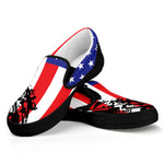 Military American Flag Print Black Slip On Shoes