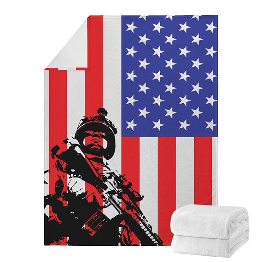 Military American Flag Print Blanket