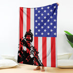 Military American Flag Print Blanket
