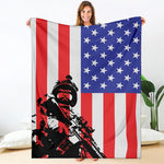 Military American Flag Print Blanket