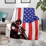 Military American Flag Print Blanket