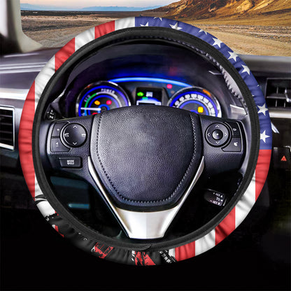 Military American Flag Print Car Steering Wheel Cover